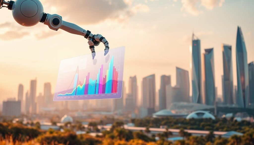 A bright, futuristic landscape with sleek AI-powered data visualizations floating in the foreground. In the middle ground, a robotic arm manipulates vibrant digital assets, optimizing their composition and color. The background features a cityscape of gleaming skyscrapers, bathed in a warm, ambient glow. Cutting-edge technology permeates the scene, creating an atmosphere of innovation and efficiency. The image conveys the power of AI to streamline and enhance visual content, elevating the user experience. A bright, futuristic landscape with sleek AI-powered data visualizations floating in the foreground. In the middle ground, a robotic arm manipulates vibrant digital assets, optimizing their composition and color. The background features a cityscape of gleaming skyscrapers, bathed in a warm, ambient glow. Cutting-edge technology permeates the scene, creating an atmosphere of innovation and efficiency. The image conveys the power of AI to streamline and enhance visual content, elevating the user experience.