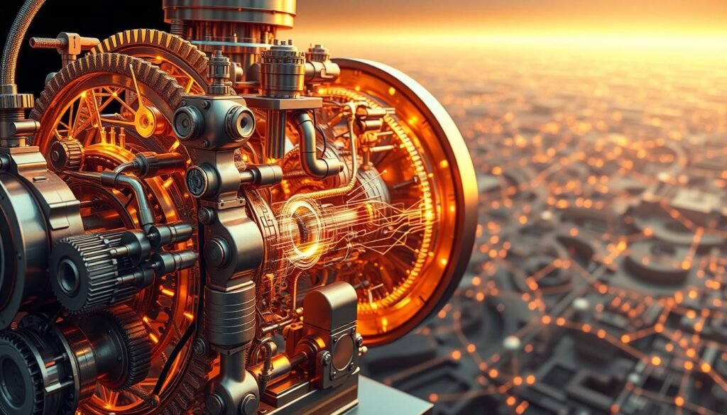 A complex, three-dimensional generative engine, its inner workings illuminated by a warm, diffused light. The foreground features an intricate array of gears, valves, and pistons, their surfaces polished to a high sheen. The middle ground showcases a series of interconnected data streams and algorithmic flows, visualized as glowing, translucent lines and shapes. In the background, a vast, abstract landscape of nested neural networks and computational matrices, conveying the vast scale and complexity of the system. The overall scene evokes a sense of precision, dynamism, and the seamless integration of hardware and software, reflecting the core principles of Generative Engine Optimization. A complex, three-dimensional generative engine, its inner workings illuminated by a warm, diffused light. The foreground features an intricate array of gears, valves, and pistons, their surfaces polished to a high sheen. The middle ground showcases a series of interconnected data streams and algorithmic flows, visualized as glowing, translucent lines and shapes. In the background, a vast, abstract landscape of nested neural networks and computational matrices, conveying the vast scale and complexity of the system. The overall scene evokes a sense of precision, dynamism, and the seamless integration of hardware and software, reflecting the core principles of Generative Engine Optimization.