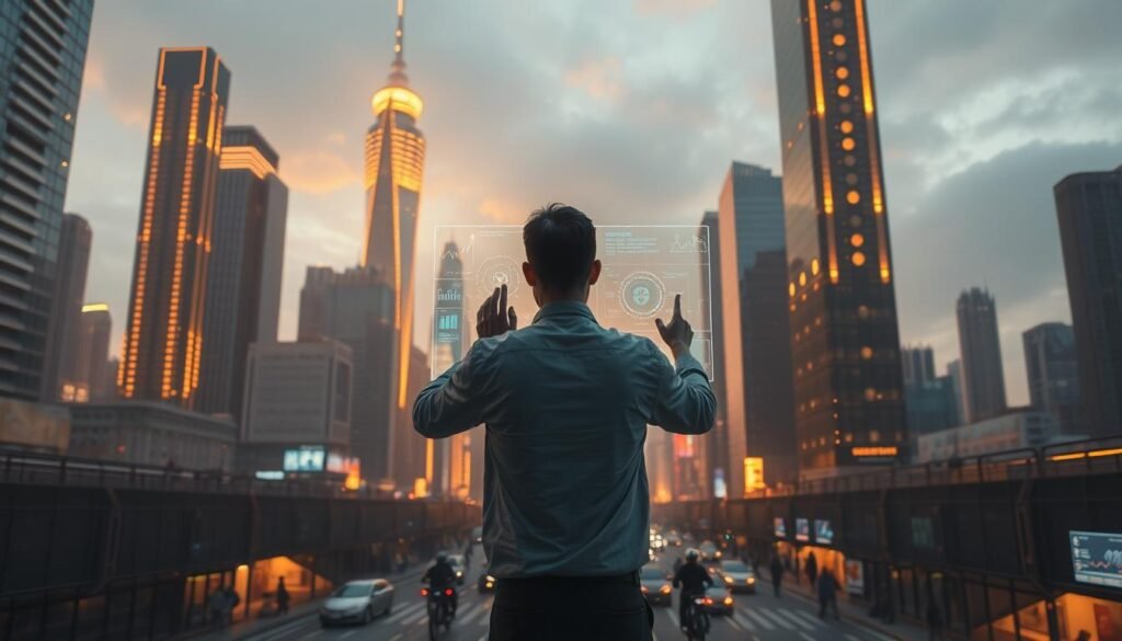A futuristic cityscape, bathed in a warm, golden glow. Skyscrapers stretch towards the heavens, their sleek facades adorned with glowing, holographic interfaces. In the foreground, a person stands before a transparent, floating display, their hands effortlessly manipulating digital information with a series of fluid gestures. The streets below are bustling with autonomous vehicles and pedestrians, all connected to an omnipresent, intelligent network. The atmosphere is one of seamless integration, where technology and human interaction have become indistinguishable, ushering in the era of zero-click search and answer engine optimization. A futuristic cityscape, bathed in a warm, golden glow. Skyscrapers stretch towards the heavens, their sleek facades adorned with glowing, holographic interfaces. In the foreground, a person stands before a transparent, floating display, their hands effortlessly manipulating digital information with a series of fluid gestures. The streets below are bustling with autonomous vehicles and pedestrians, all connected to an omnipresent, intelligent network. The atmosphere is one of seamless integration, where technology and human interaction have become indistinguishable, ushering in the era of zero-click search and answer engine optimization.