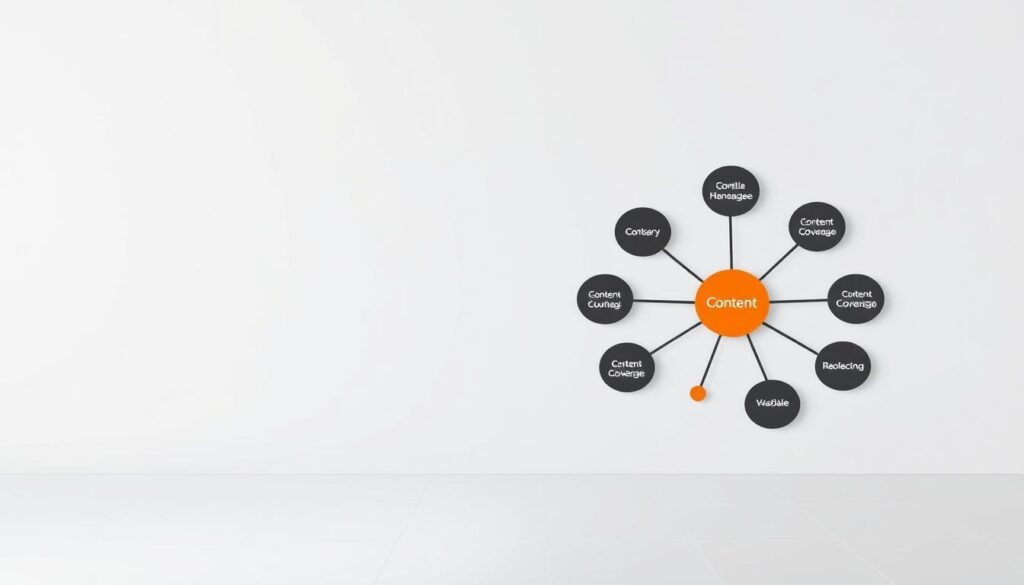 A minimalist, yet impactful visualization of a "topic cluster strategy" for an SEO blog. In the foreground, a stylized diagram depicting interconnected topic nodes, each represented by a distinctive shape and color, conveying the concept of comprehensive content coverage. The middle ground features a clean, understated background, with faint grid lines suggesting the structure and organization of the topic cluster. The lighting is soft and diffused, creating a sense of depth and dimension. The overall mood is one of clarity, focus, and strategic planning, reflecting the essence of the "Creating Comprehensive Topic Clusters" section. A minimalist, yet impactful visualization of a "topic cluster strategy" for an SEO blog. In the foreground, a stylized diagram depicting interconnected topic nodes, each represented by a distinctive shape and color, conveying the concept of comprehensive content coverage. The middle ground features a clean, understated background, with faint grid lines suggesting the structure and organization of the topic cluster. The lighting is soft and diffused, creating a sense of depth and dimension. The overall mood is one of clarity, focus, and strategic planning, reflecting the essence of the "Creating Comprehensive Topic Clusters" section.