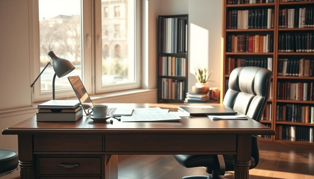 A serene, professional workspace with an elegant oak desk and ergonomic chair. Atop the desk, a laptop, coffee mug, and scattered papers conveying a sense of focused productivity. In the background, bookshelves filled with volumes on SEO, digital marketing, and content strategy, establishing an atmosphere of topical authority. Warm, natural lighting from a large window bathes the scene, creating a tranquil, inviting ambiance. The overall composition suggests a workspace where thoughtful, well-researched content is crafted to build topical authority for an SEO blog. A serene, professional workspace with an elegant oak desk and ergonomic chair. Atop the desk, a laptop, coffee mug, and scattered papers conveying a sense of focused productivity. In the background, bookshelves filled with volumes on SEO, digital marketing, and content strategy, establishing an atmosphere of topical authority. Warm, natural lighting from a large window bathes the scene, creating a tranquil, inviting ambiance. The overall composition suggests a workspace where thoughtful, well-researched content is crafted to build topical authority for an SEO blog.