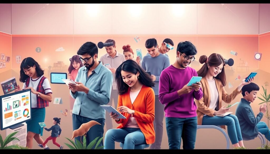 A vibrant and inclusive visual landscape showcasing diverse users effortlessly navigating digital content. In the foreground, a group of individuals with varying abilities - some using assistive technologies, others relying on intuitive interfaces - seamlessly engaging with a range of media, from colorful infographics to captivating 3D models. The middle ground features a clean, user-friendly design system with high-contrast elements, clear iconography, and accessible typography. In the background, a serene and minimalist environment with subtle lighting cues, emphasizing the harmony between technology and human-centered design. The overall atmosphere radiates a sense of empowerment, where digital accessibility is not an afterthought, but a fundamental principle that enables a truly inclusive user experience. A vibrant and inclusive visual landscape showcasing diverse users effortlessly navigating digital content. In the foreground, a group of individuals with varying abilities - some using assistive technologies, others relying on intuitive interfaces - seamlessly engaging with a range of media, from colorful infographics to captivating 3D models. The middle ground features a clean, user-friendly design system with high-contrast elements, clear iconography, and accessible typography. In the background, a serene and minimalist environment with subtle lighting cues, emphasizing the harmony between technology and human-centered design. The overall atmosphere radiates a sense of empowerment, where digital accessibility is not an afterthought, but a fundamental principle that enables a truly inclusive user experience.