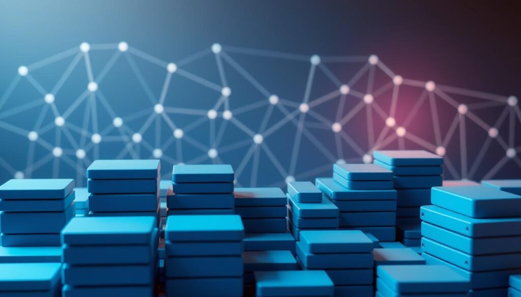 A visually compelling digital illustration showcasing the concept of "content chunking". In the foreground, a series of neatly organized rectangular blocks in various hues of blue and gray, representing modular, bite-sized content pieces. The blocks are stacked and arranged in a strategic grid layout, conveying a sense of structure and organization. In the middle ground, a backdrop of wireframe-style geometric shapes and lines, symbolizing the technological framework that enables this content structuring approach. The lighting is soft and diffused, with a subtle glow emanating from the content blocks, creating a polished, modern aesthetic. The overall mood is one of efficiency, productivity, and the optimization of digital content for enhanced user experience and AI-powered search. A visually compelling digital illustration showcasing the concept of "content chunking". In the foreground, a series of neatly organized rectangular blocks in various hues of blue and gray, representing modular, bite-sized content pieces. The blocks are stacked and arranged in a strategic grid layout, conveying a sense of structure and organization. In the middle ground, a backdrop of wireframe-style geometric shapes and lines, symbolizing the technological framework that enables this content structuring approach. The lighting is soft and diffused, with a subtle glow emanating from the content blocks, creating a polished, modern aesthetic. The overall mood is one of efficiency, productivity, and the optimization of digital content for enhanced user experience and AI-powered search.