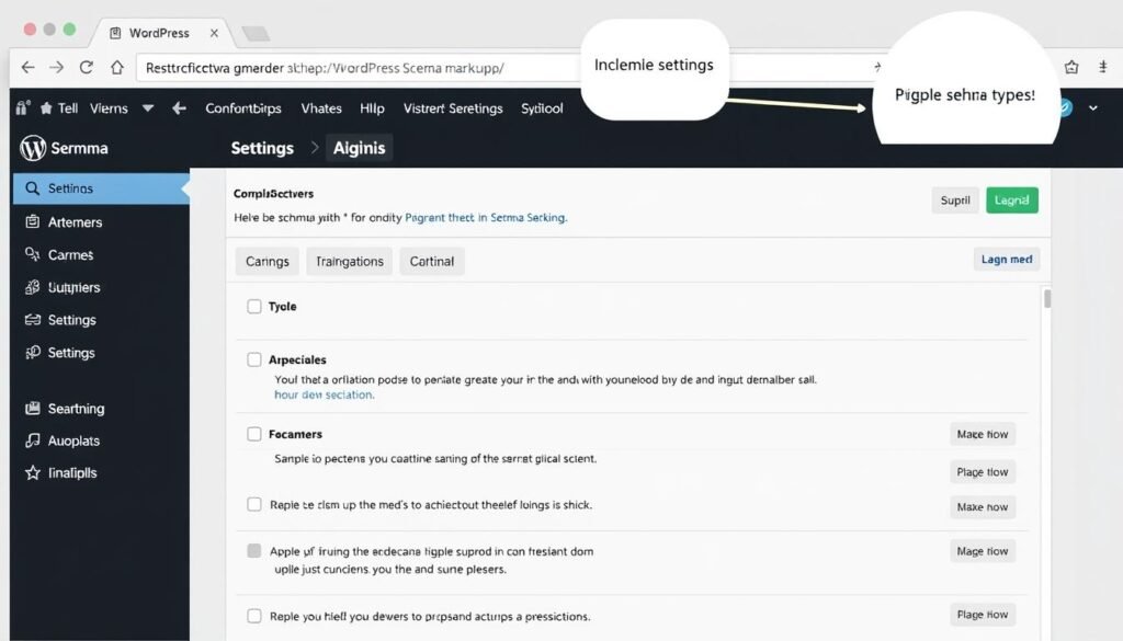 Generate an image of a WordPress dashboard with schema markup plugin installed Generate an image of a WordPress dashboard with schema markup plugin installed