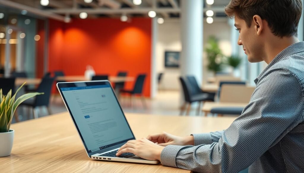 Generate an image of a person using a schema markup generator tool on a computer Generate an image of a person using a schema markup generator tool on a computer